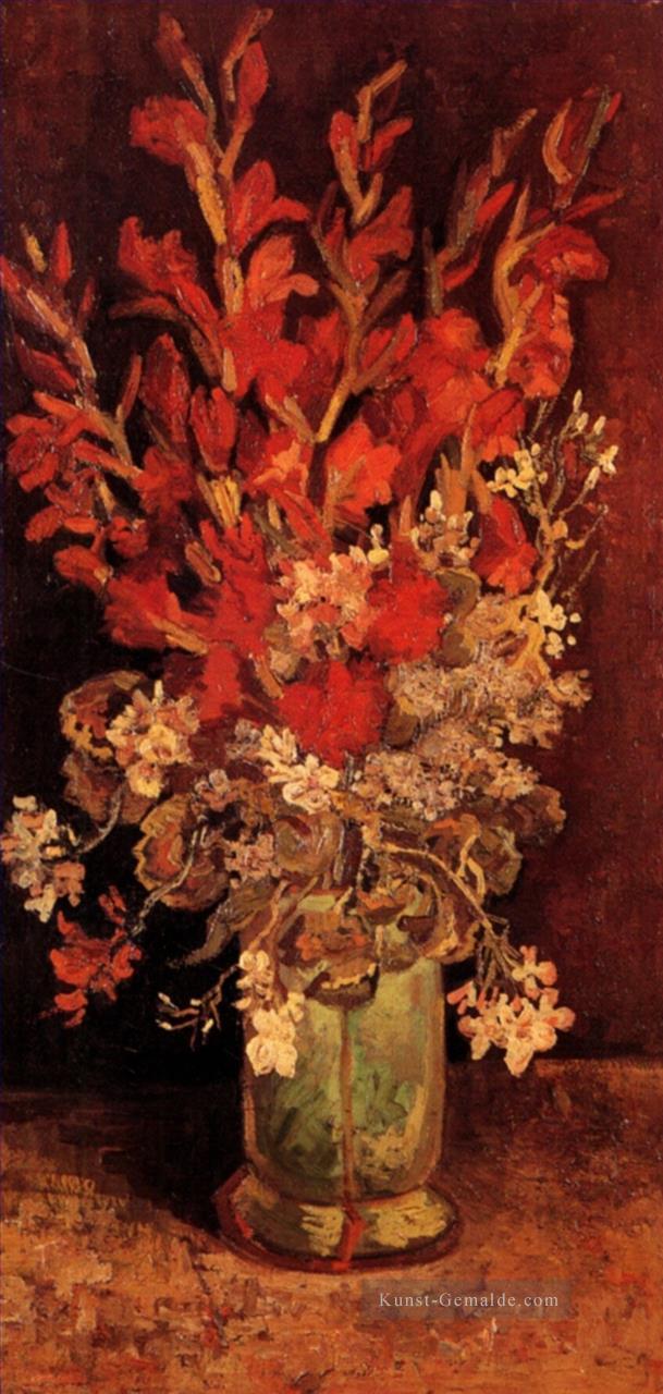 Vase mit Gladiolen und Gartennelken Vincent van Gogh Ölgemälde
